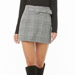 Forever 21 Glen Plaid Belted Mini Skirt